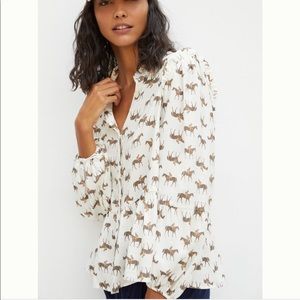 New Anthropology EQUESTRIAN BUTTONDOWN L NWOT